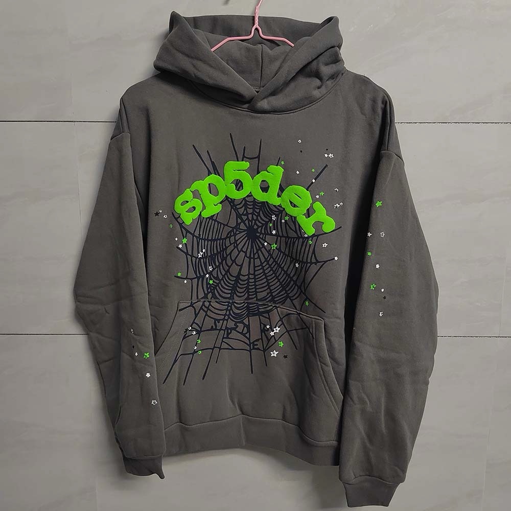 Sp5der Wait Web Hoodie Grey